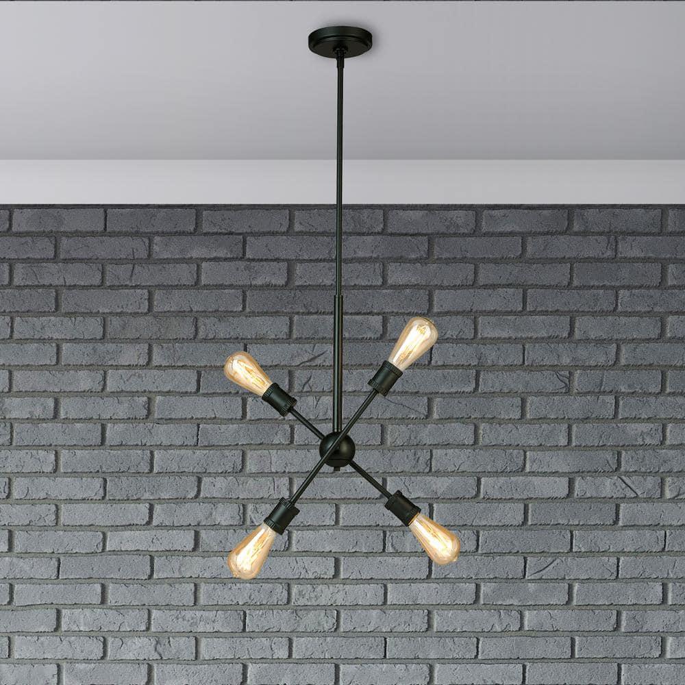 4 Light Pendant by Eglo 203945A in Black Finish