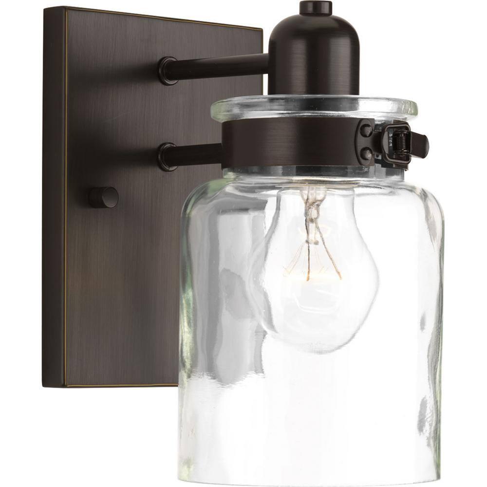 Progress Lighting Calhoun 1-Light Bath & Vanity, Steel, Antique Bronze, Clear Glass Shade