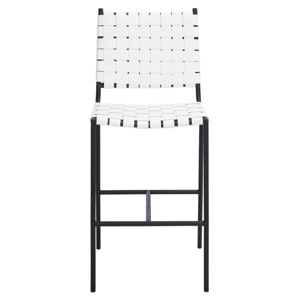 Olenna Woven Counter Stool - BST3011 - White/Black - Safavieh