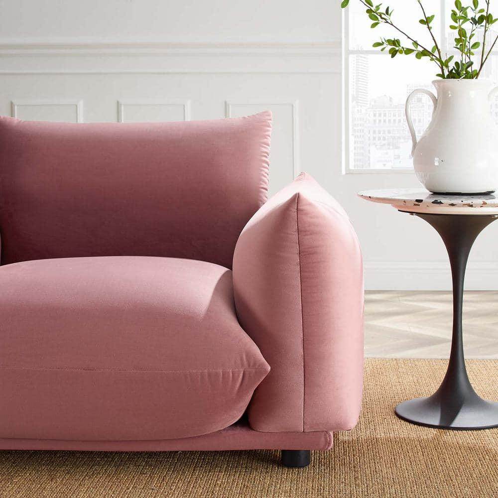Modway Copious Performance Velvet Armchair in Dusty Rose