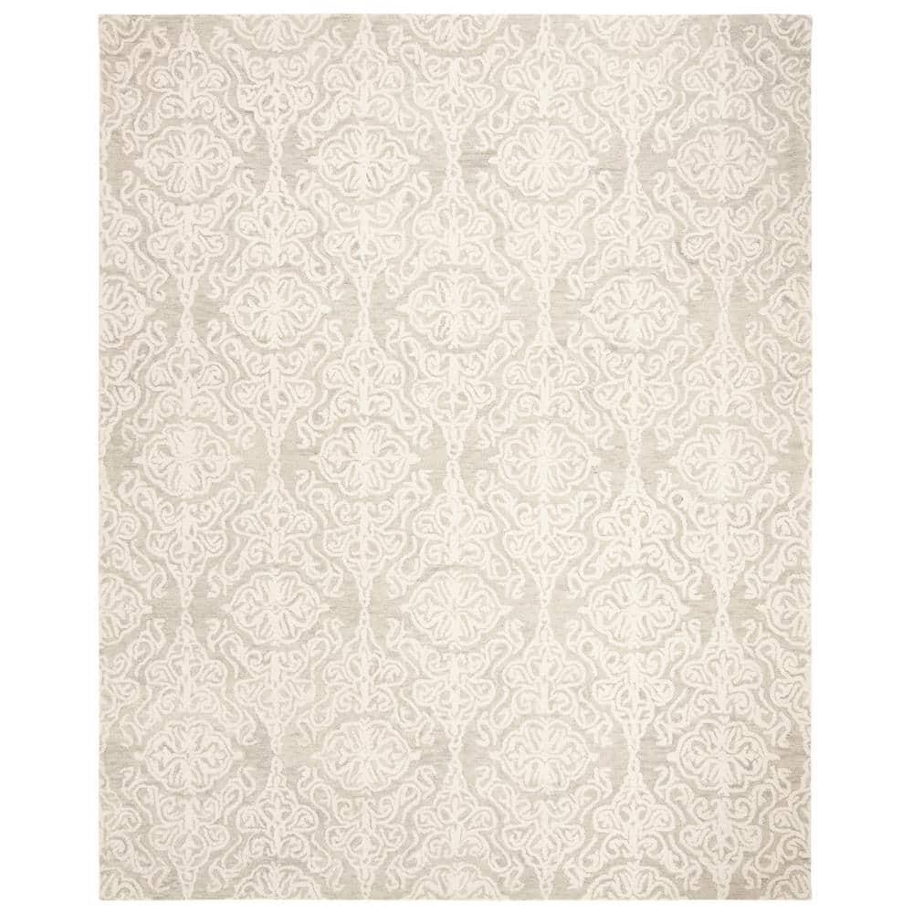Blossom BLM112 Hand Tufted Indoor Area Rug - Silver/Ivory - 9'x12' - Safavieh