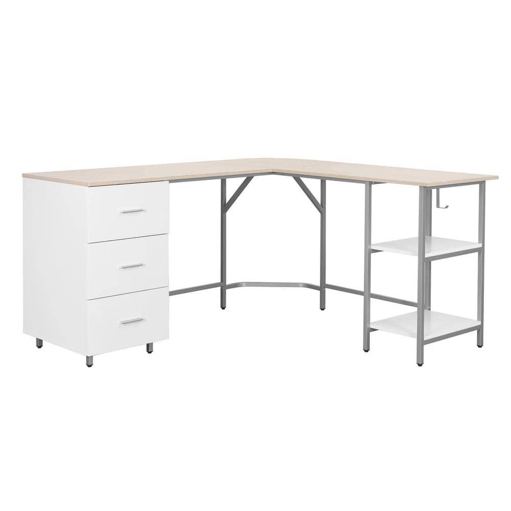 17 Stories Techni Mobili L-Shape Home Office Two-Tone Desk With Storage