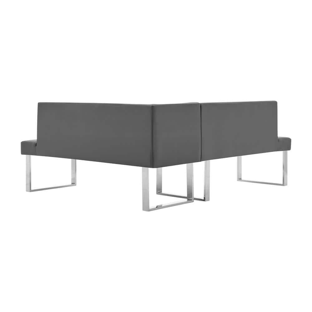 Amanda Contemporary Nook Corner Dining Bench: Chrome Legs, Padded Seat - Armen Living