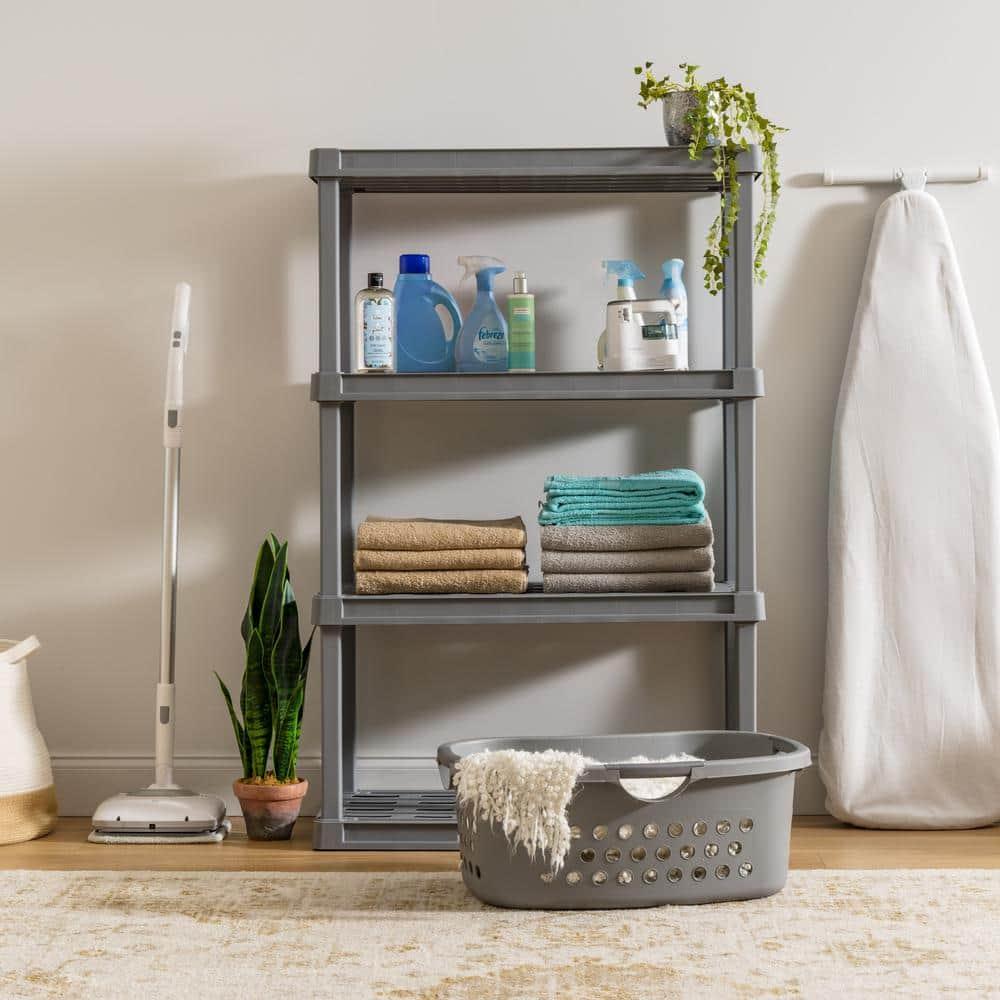 IRIS USA, Inc. 4-Tier Large Plastic Garage Storage Shelving Unit, Gray (18 W x 56 H x 36 D)