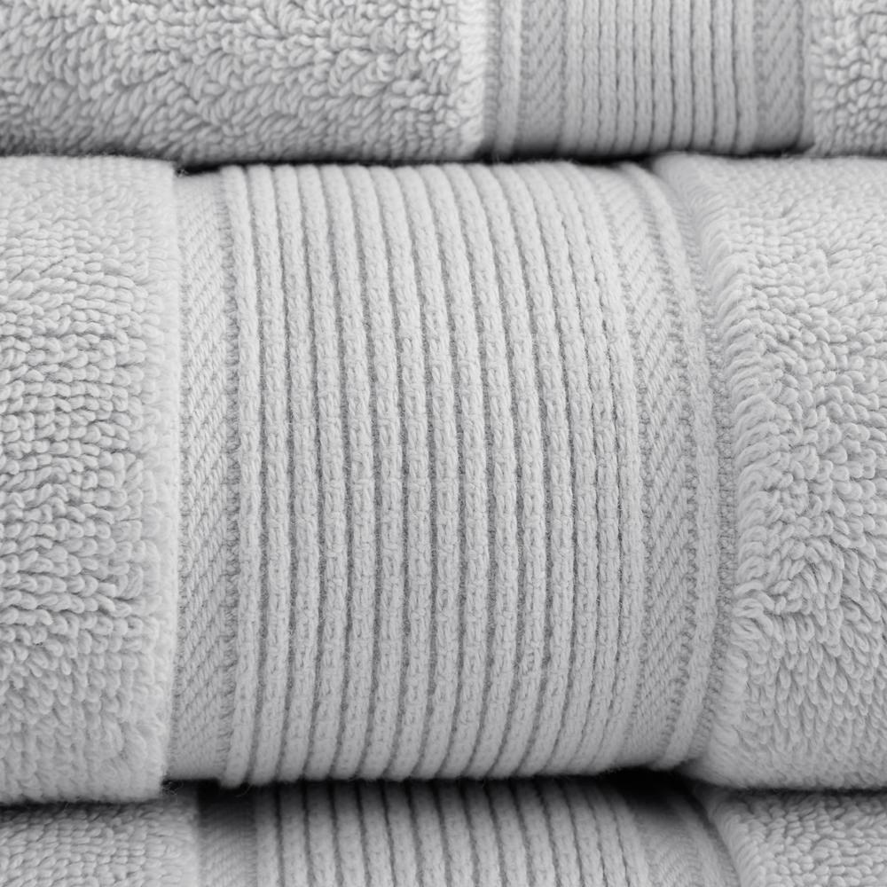 8pc Cotton Bath Towel Set Silver: Madison Park, Heavyweight Terry, OEKO-TEX Certified