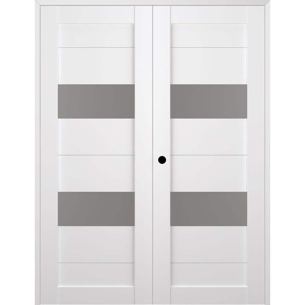 Belldinni Berta Solid Manufactured Wood and Glass Paneled Prefinished Standard Double Door