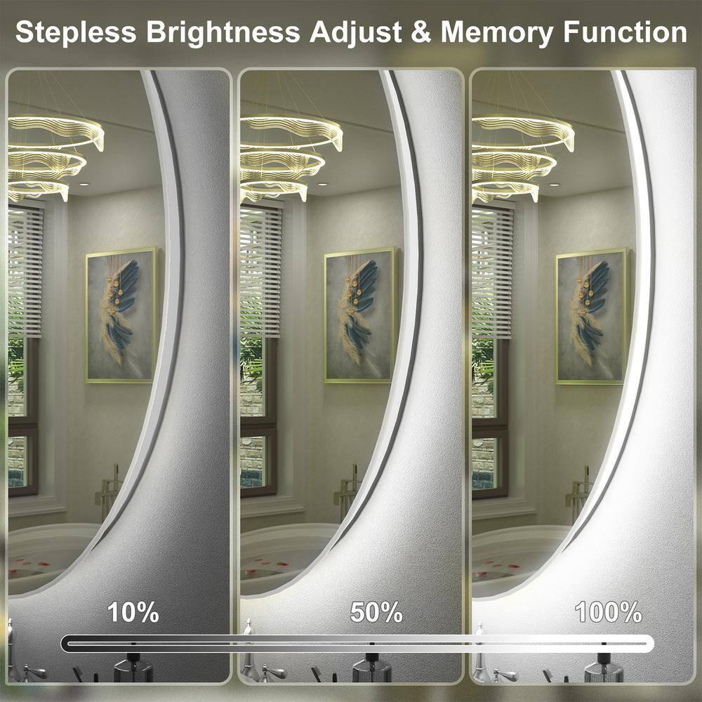 Apmir 28x20 Oval LED Wall Mirror with Backlit, Frameless Anti Fog LED Bathroom Vanity Mirror，Dimmable 3 Colors, Memory Function