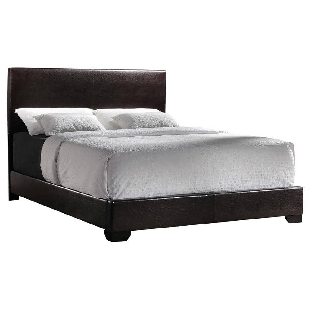 Coaster Conner Contemporary Leatherette Upholstered Panel Bed Dark Brown (Eastern King) King
