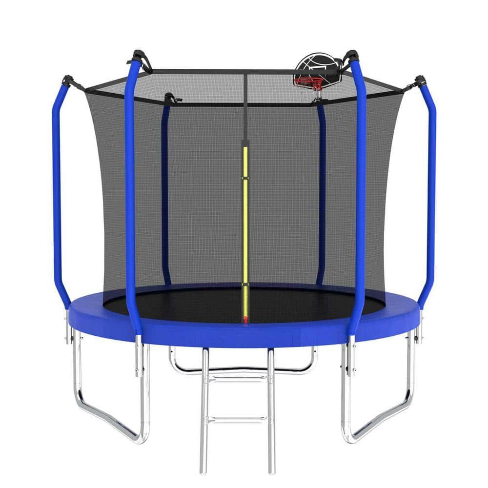 wendeway 10FT Trampoline With Basketball Hoop,  ASTM Approved Reinforced Type Outdoor Trampoline With Enclosure Net