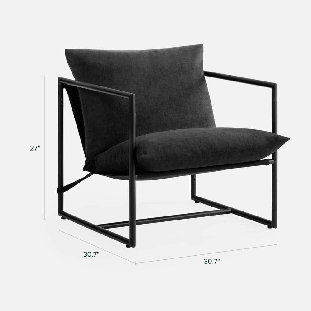 Zinus Aidan Metal Framed Sling Indoor Accent Chair, Black
