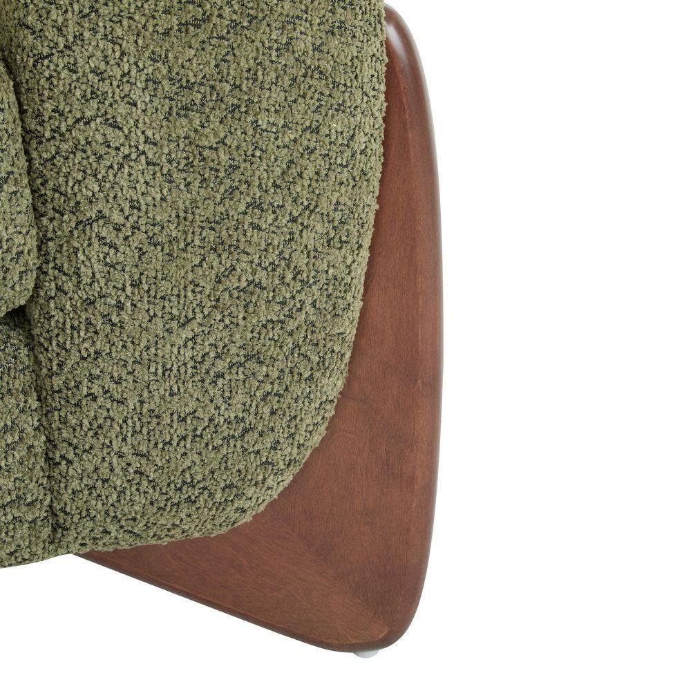 Christopher Knight Home Raymond Birch Wood Boucle Upholstered Club Chair, Olive Green