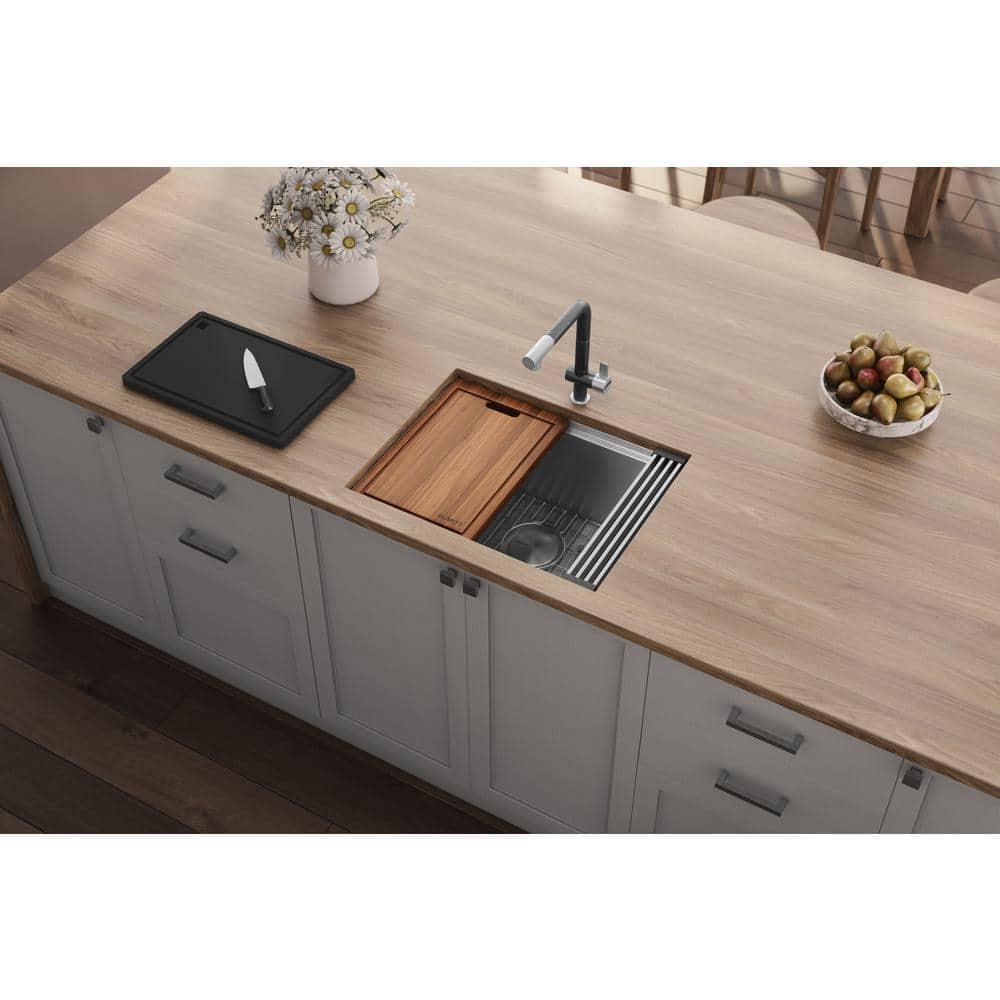 Ruvati Workstation Rounded Corners Undermount Ledge Kitchen Sink with Accessories