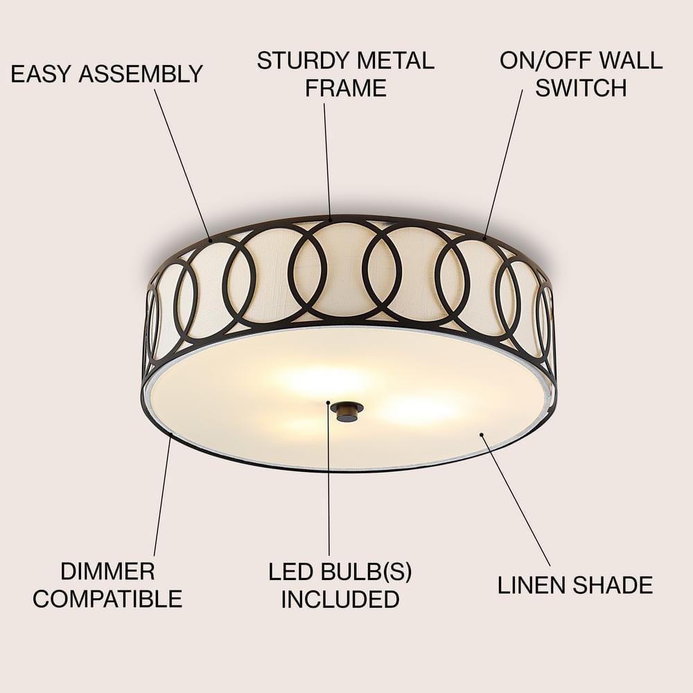Aubrey 3-Light 15.5" Metal LED Flush Mount, Oil Rubbed Bronze
