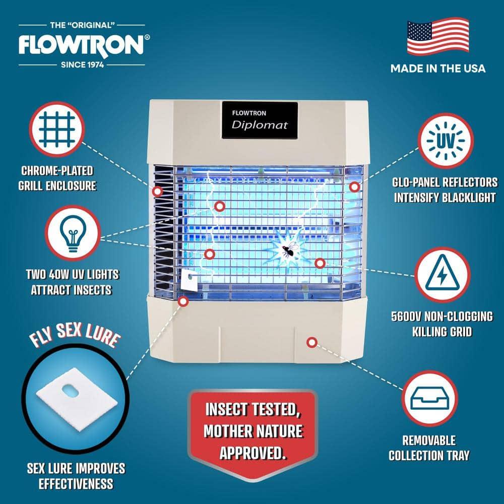 Flowtron Diplomat Indoor Bug Zapper, 1200 Sq Ft Electric Fly & Insect Killer W/80W UV Light & More