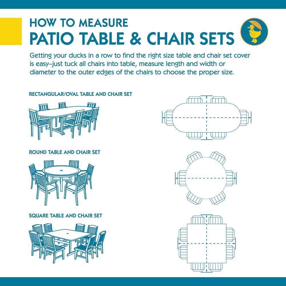 Duck Covers Soteria Waterproof 108 Inch Round Patio Table with Chairs Cover