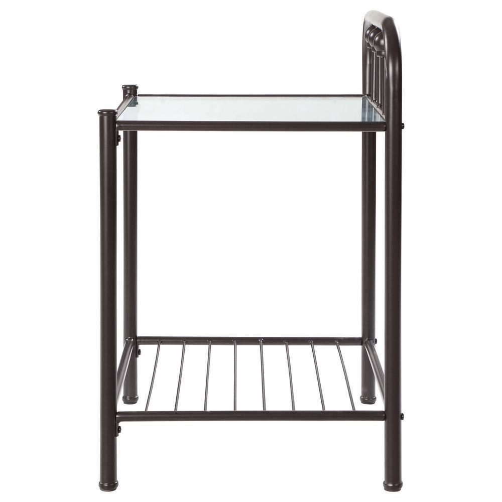 Coaster Livingston Traditional 1 Shelf Metal Nightstand with Glass Top Dark Bronze