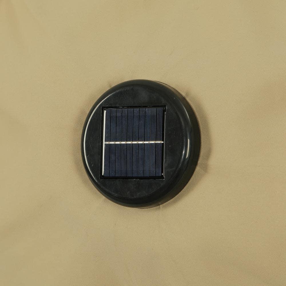 10' x 6.5' Rectangular Nassau Market Patio Umbrella with LED Bulb Lights Champagne - Island Umbrella: Solar-Powered, Weather-Resistant