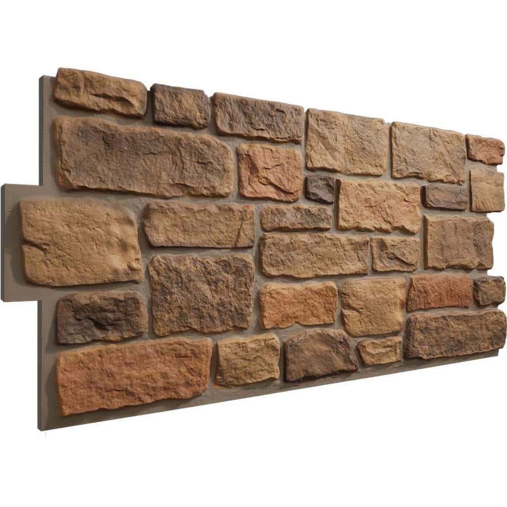 EverStone Cobblestone Faux Stone Panel, 48"W x 23 3/4"H x 1 1/8"D, Rustic Roast Color