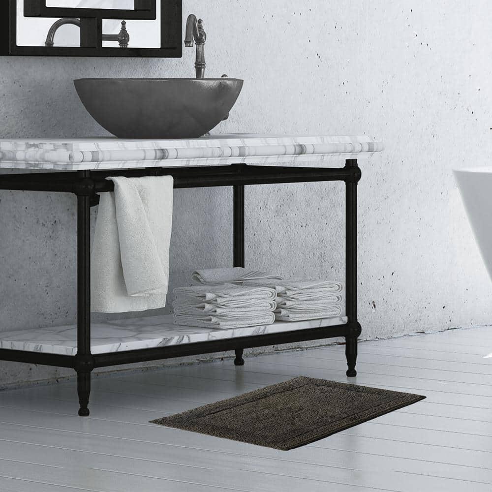 Stonewash 17 in. x 24 in. Black Cotton Rectangle Bath Mat