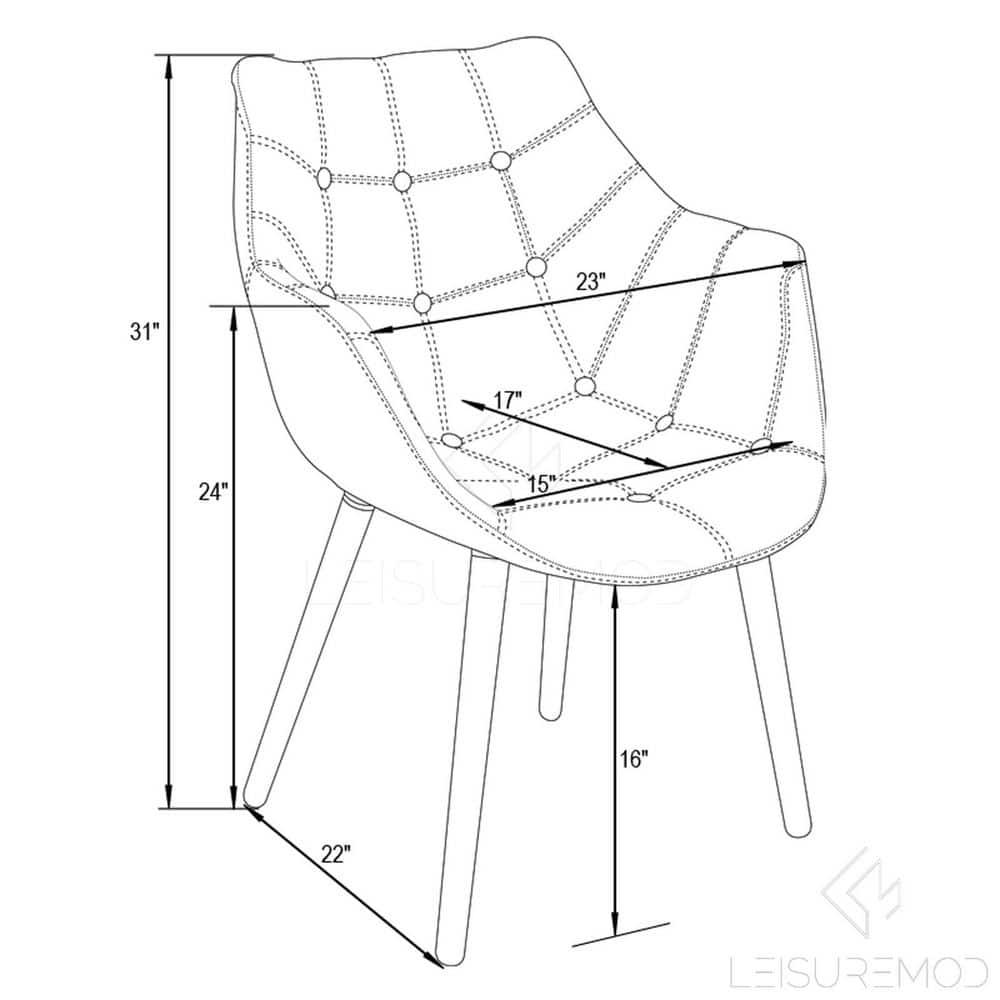 LeisureMod Milburn Modern Accent Chair for Living Rooms, Offices, Lounges – Denim Fabric, Upholstered, Mid-Century Arm Chair