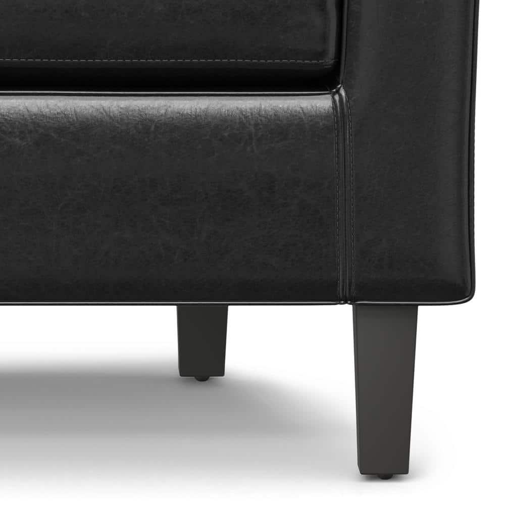 Simpli Home Austin 30"W Upholstered Vegan Faux Leather Contemporary Tub Accent Chair with High Arms and Deep Seat