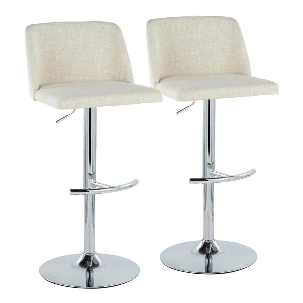 Swivel Upholstered Adjustable Height Counter Stool with Metal Frame