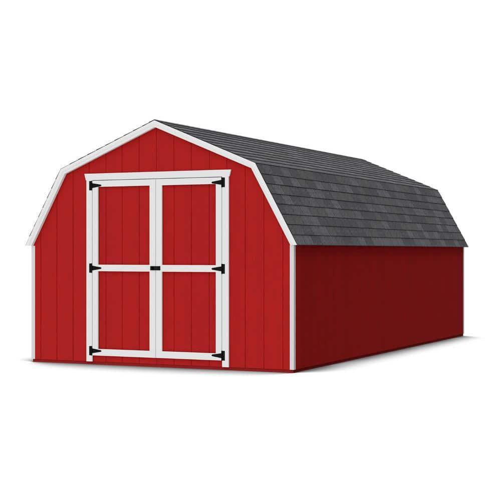 Little Cottage Co. 10x20 Value Gambrel Barn with 4 ft. Sidewalls with Floor, Outdoor Wood Storage Shed Do-It-Yourself Precut Kit