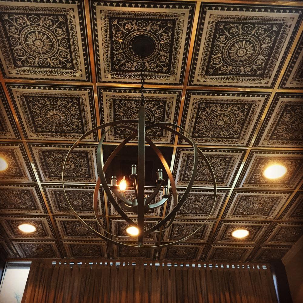 FromPlainToBeautifulInHours La Scala Drop-in or Glue-up PVC Ceiling Tile (Set of 50)