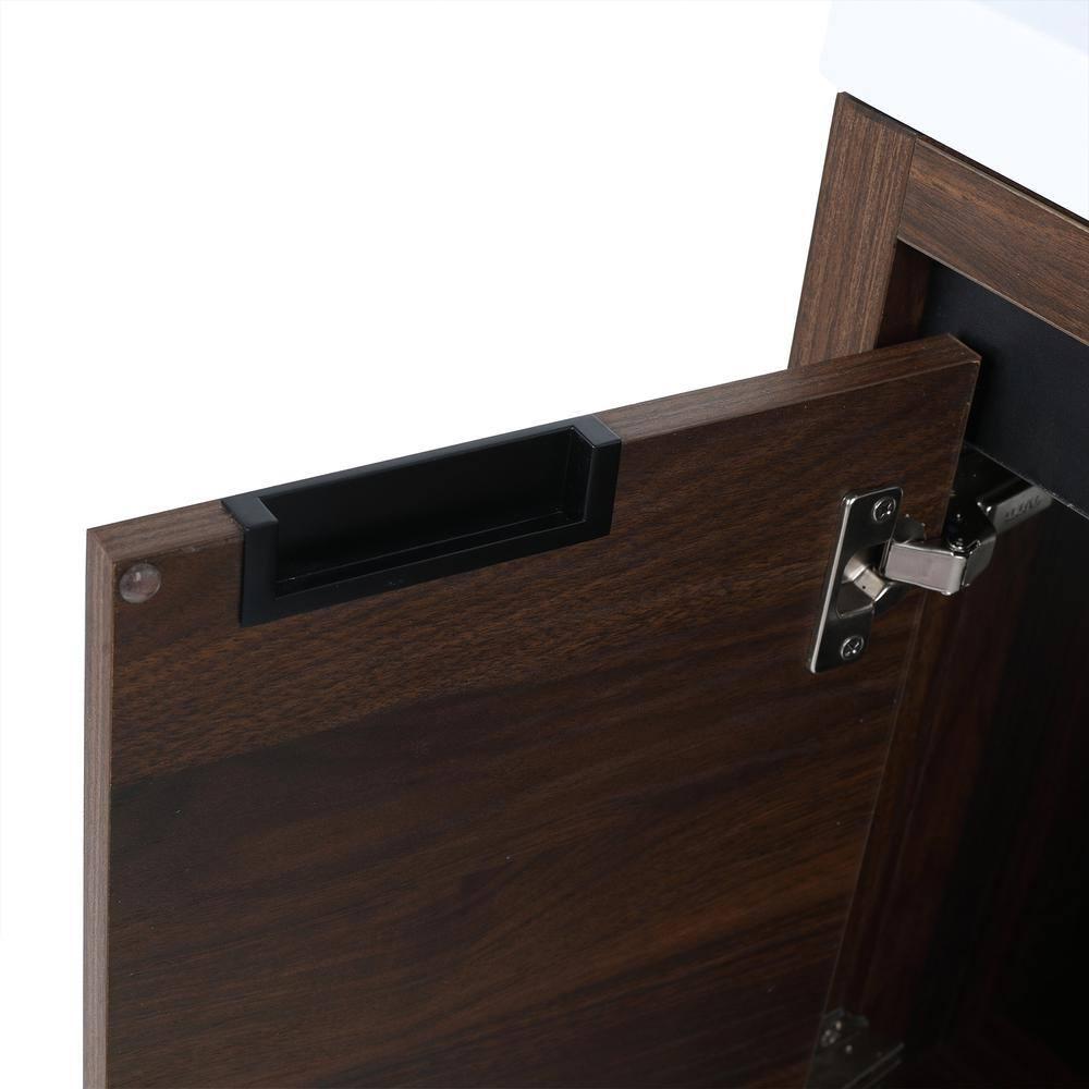 24 inch Bathroom Vanity with White Resin Top and Basin California  Walnut