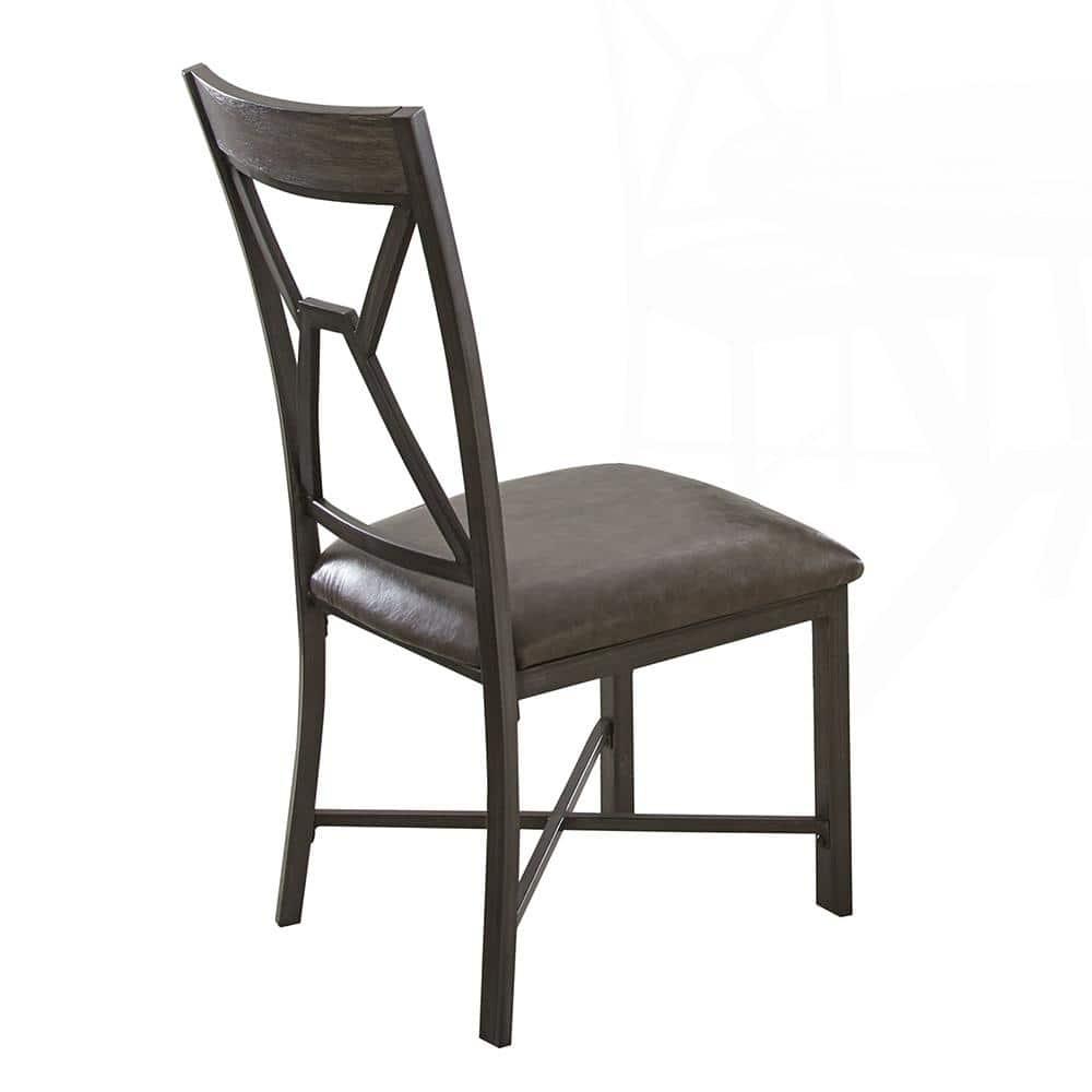Set of 2 Alamo Side Chair Gray: Upholstered, Metal Legs, Geometric Cutouts - Steve Silver Co.
