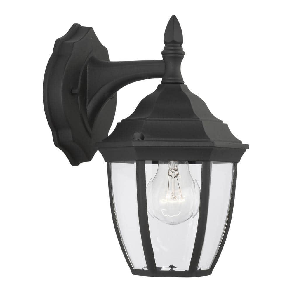 Bakersville 11'' Black Steel Outdoor Lantern Sconce with Clear Beveled Glass