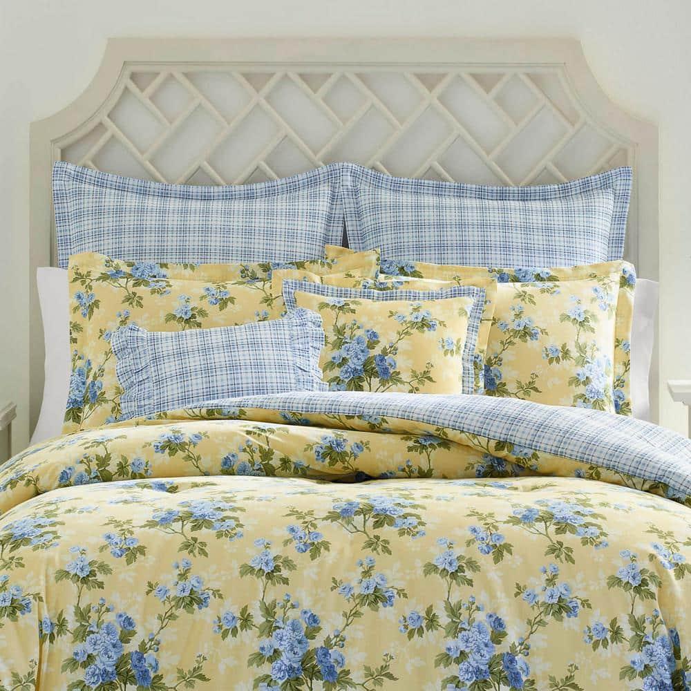 Laura Ashley Cassidy Floral Yellow Cotton Comforter Bonus Set