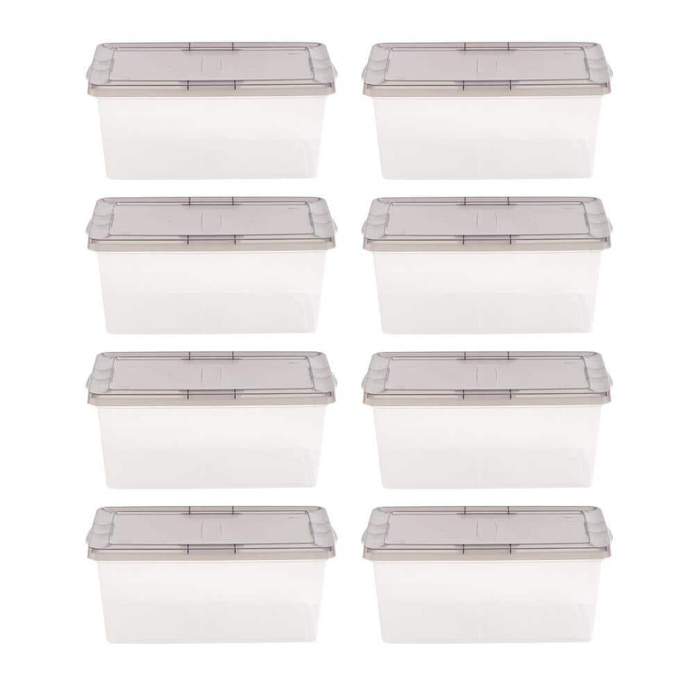 IRIS 17qt 8pk Snap Top Plastic Storage Bin: Stackable, Transparent, Portable, Nesting Utility Totes with Lids