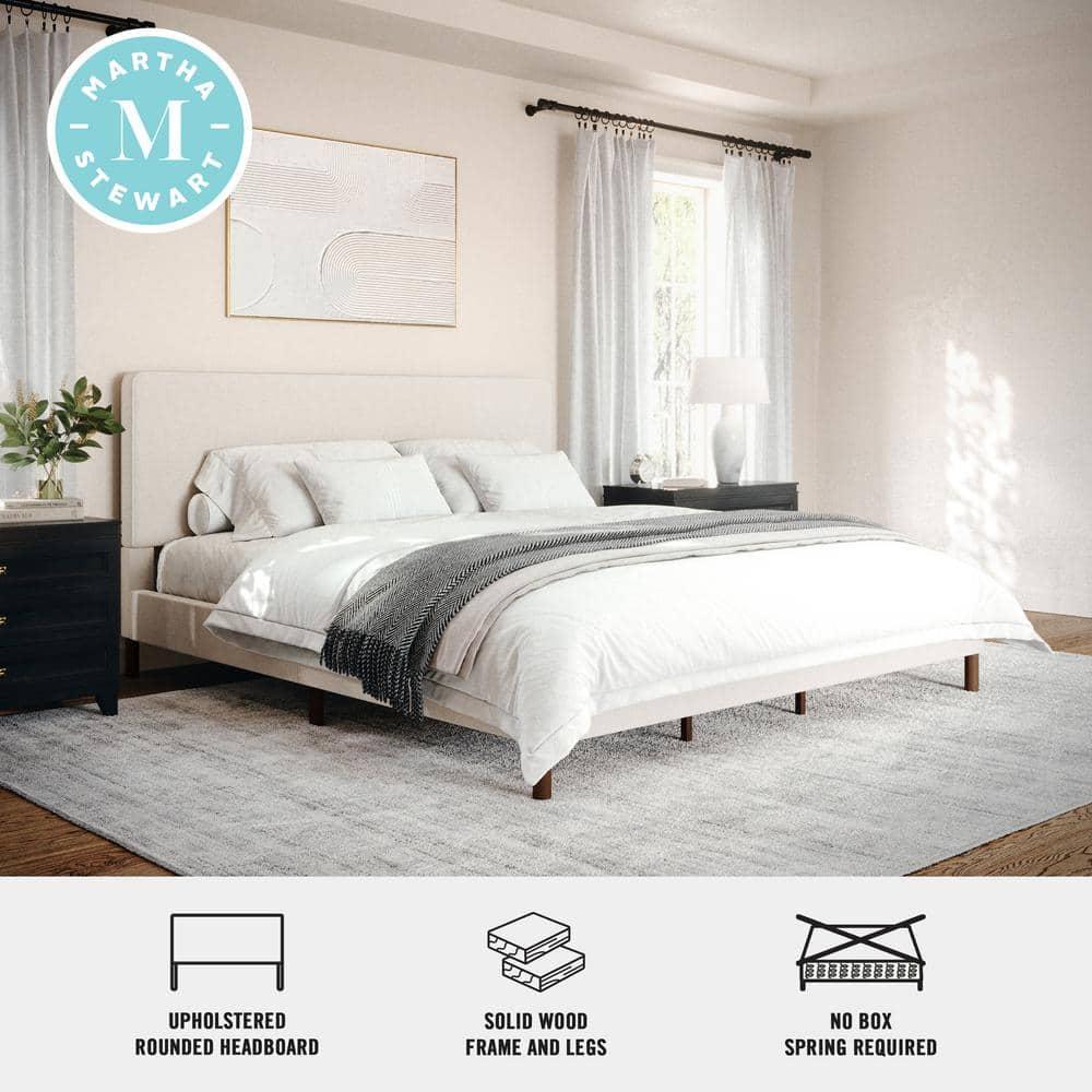 Martha Stewart Martha Stewart Britta Upholstered Platform Bed With Piped Detail Headboard
