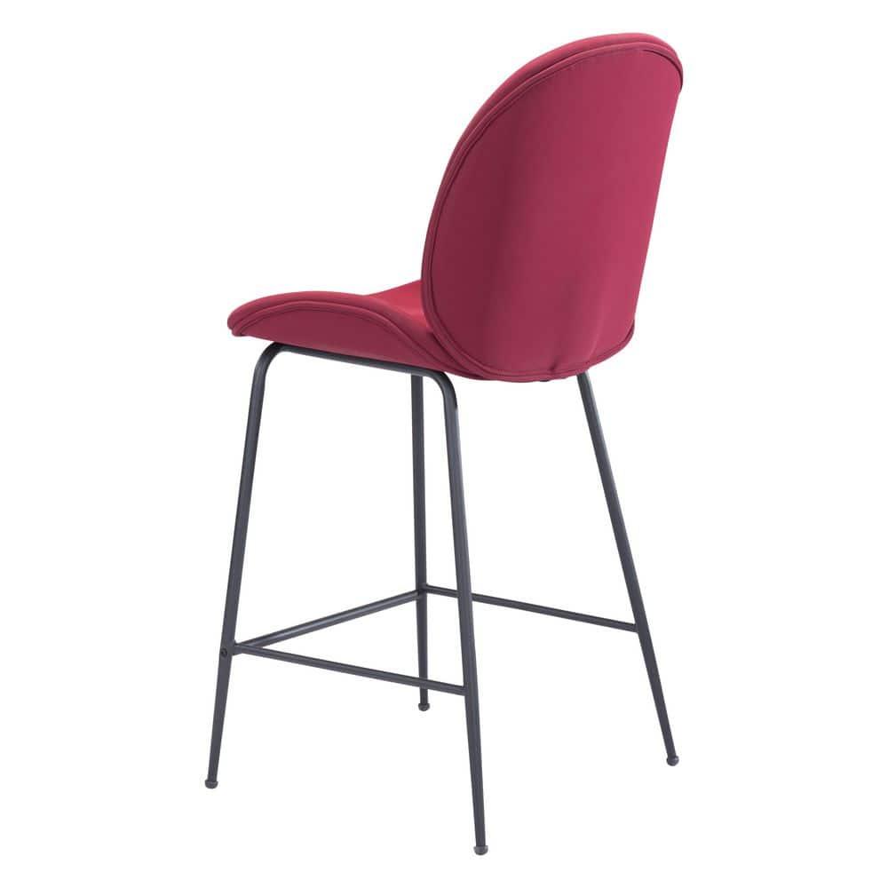 Miles Counter Stool Matte Black Steel Frame Velvet Upholstered Barstool