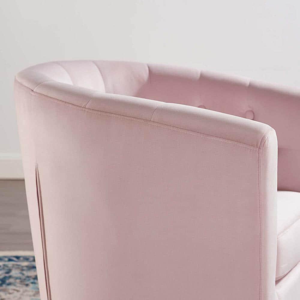 Modway Prospect Tufted Performance Velvet Swivel Armchair in Pink