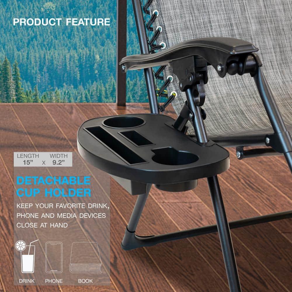 Best Choice Products Oversized Zero Gravity Chair, Folding Outdoor Patio Recliner w/ Cup Holder - Gray