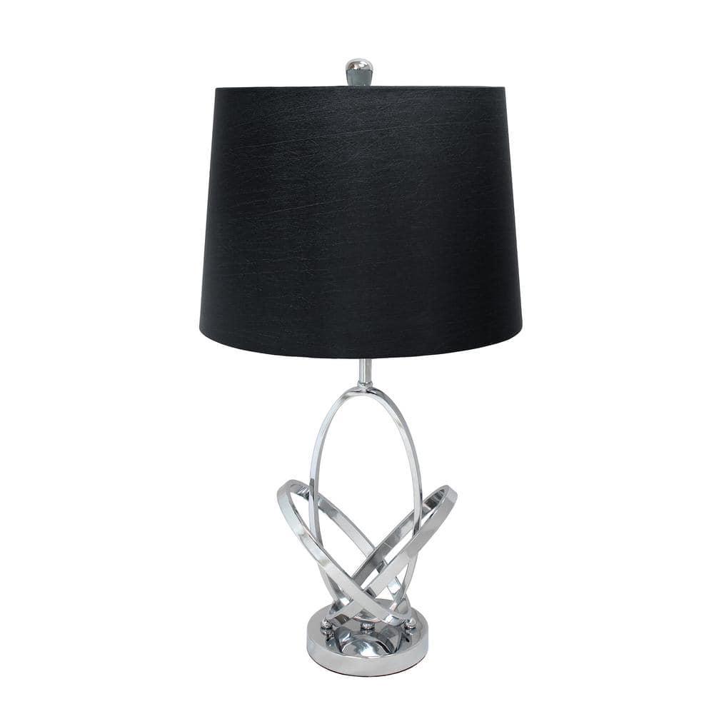 Mod Art Polished Table Lamp with Shade Metallic Silver - Elegant Designs: UL Listed, 3-Way Switch, No Assembly Required
