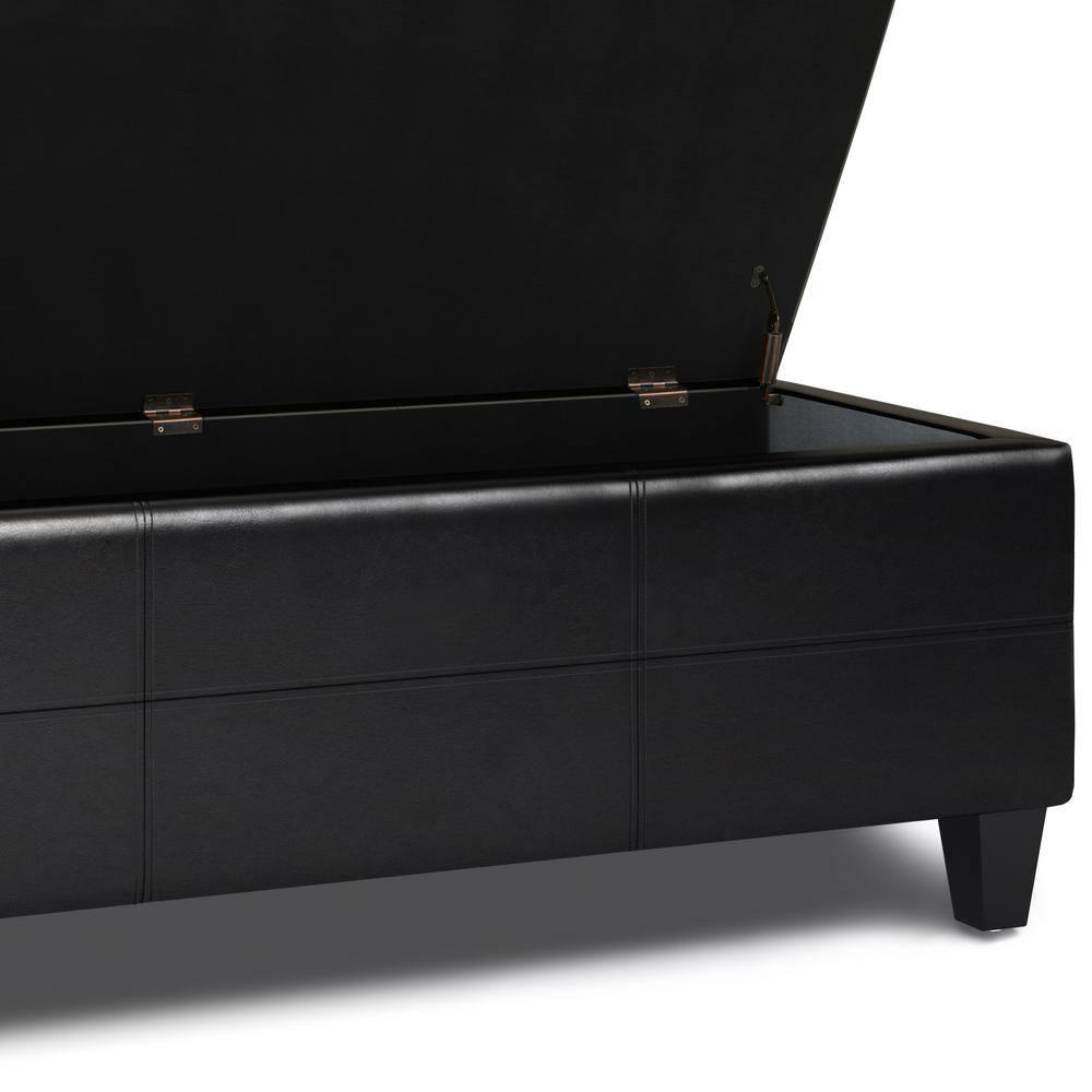Simpli Home Afton 48"W Vegan Faux Leather Storage Ottoman Bench