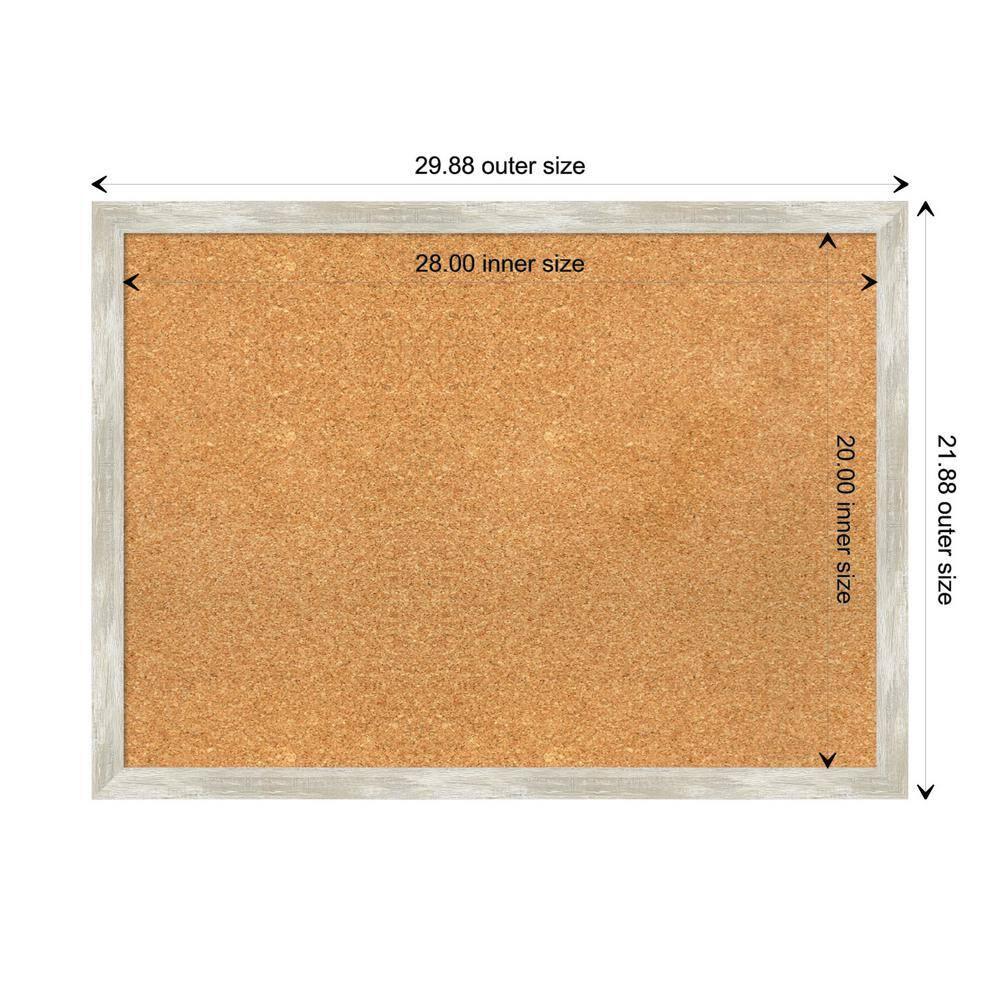 Amanti Art Natural Cork Board Framed Crackled Metallic Narrow Bulletin Board 30 in. x 22 in.