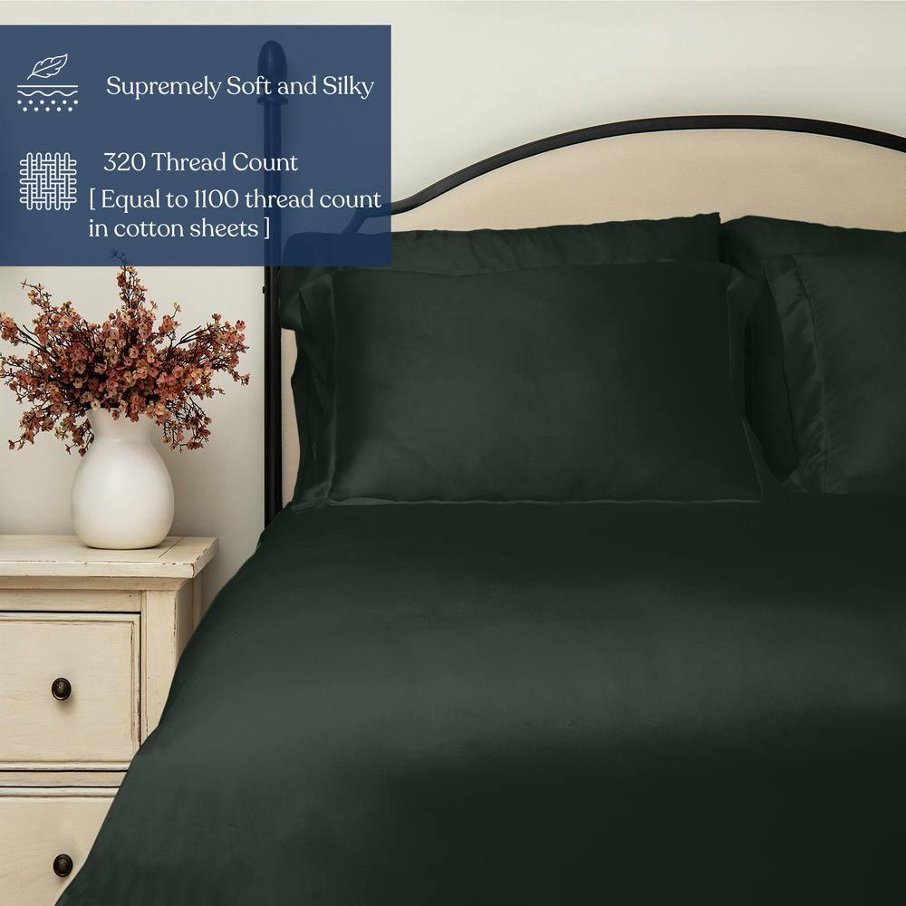 Delara 100% Eucalyptus Lyocell Tencel Duvet Cover Set, 8 Internal Ties, Naturally Cooling, Super Soft Silky, Moisture-Wicking, Smooth & Breathable