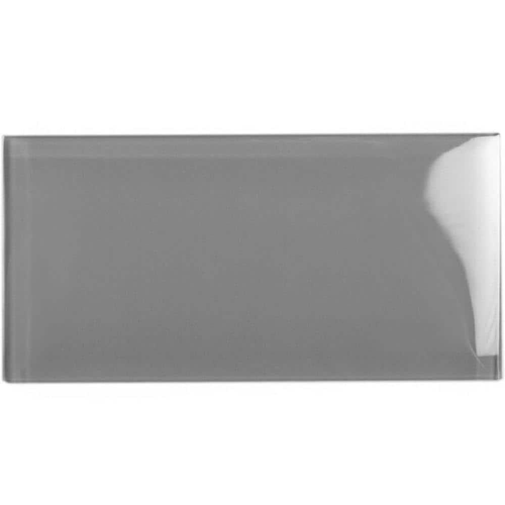 Apollo Tile   40 Pack 3-in x 6-in Mink Gray Rectangular Subway Glossy Finished Glass Mosaic Wall Tile (5 Sq ft/case)