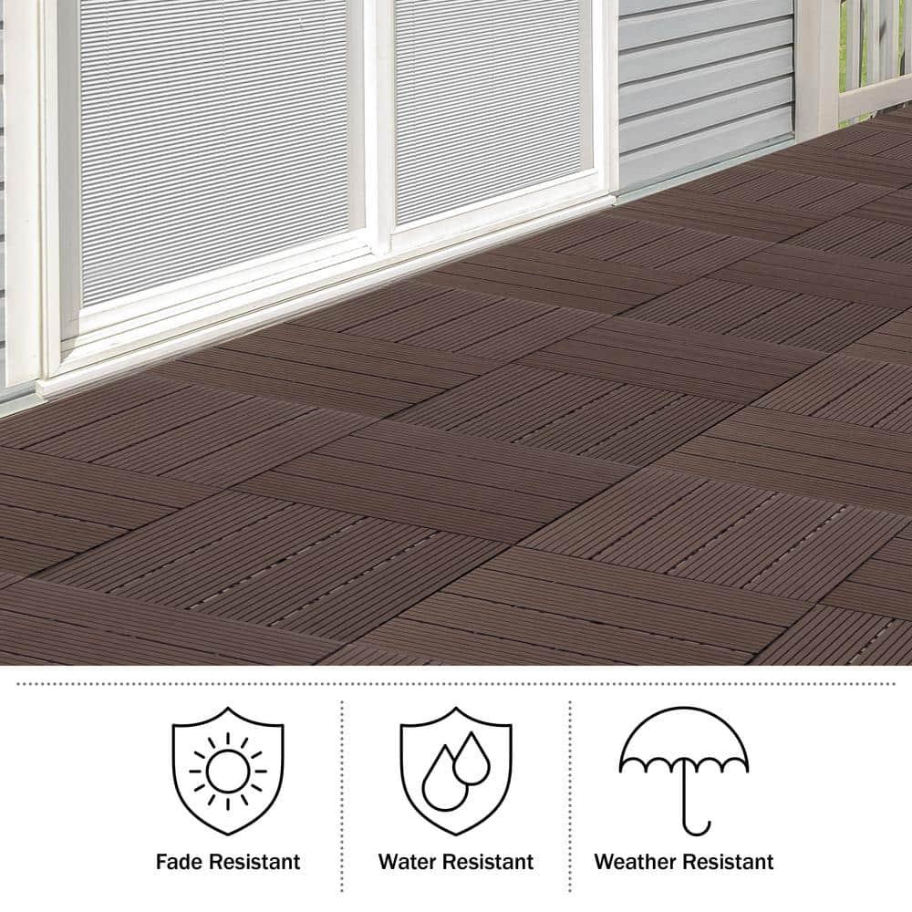 Pure Garden 11.63" x 11.63" Interlocking Deck Tile - Patio Tiles (Set of 30)