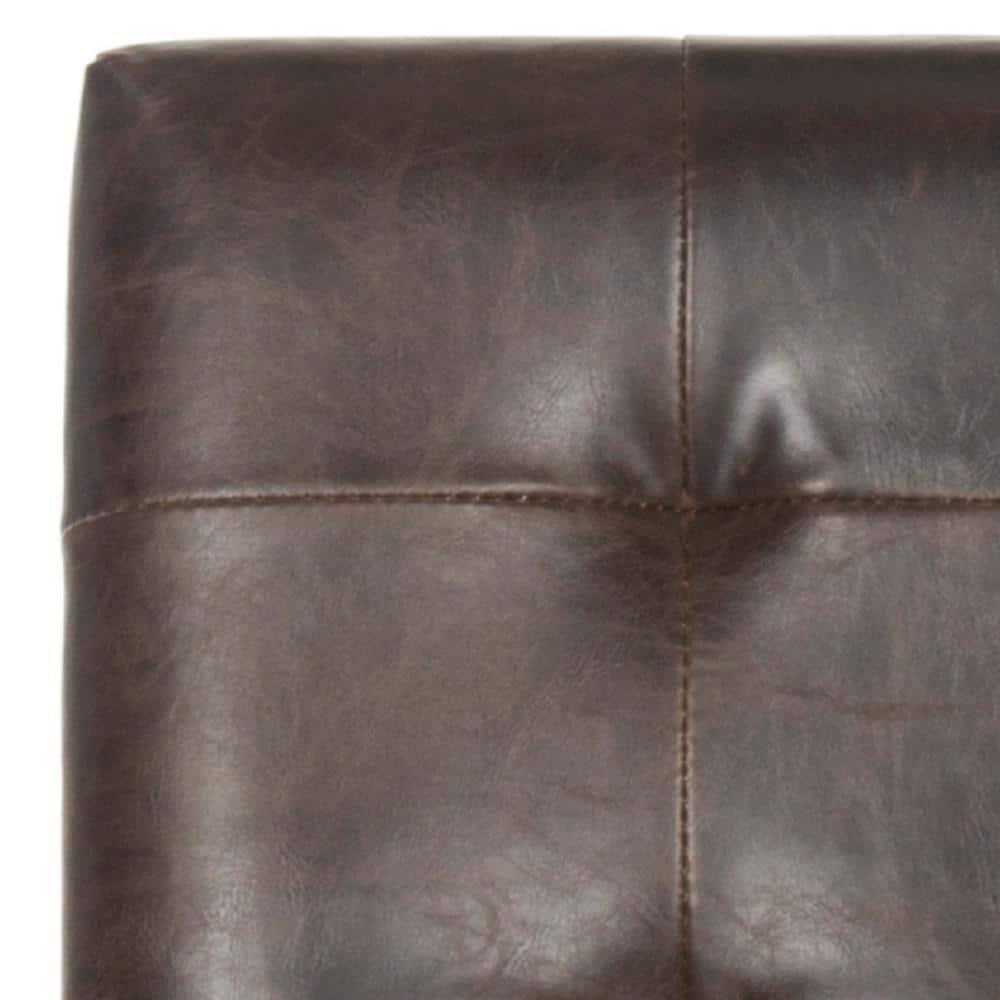 Thompson 23.9" Leather Counter Stool W/ Silver Nailheads - Antique Brown - Safavieh