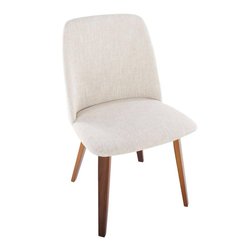 Set of 2 Toriano Dining Chairs Walnut/Beige: LumiSource, Upholstered, Mid-Century Modern, Wood Legs