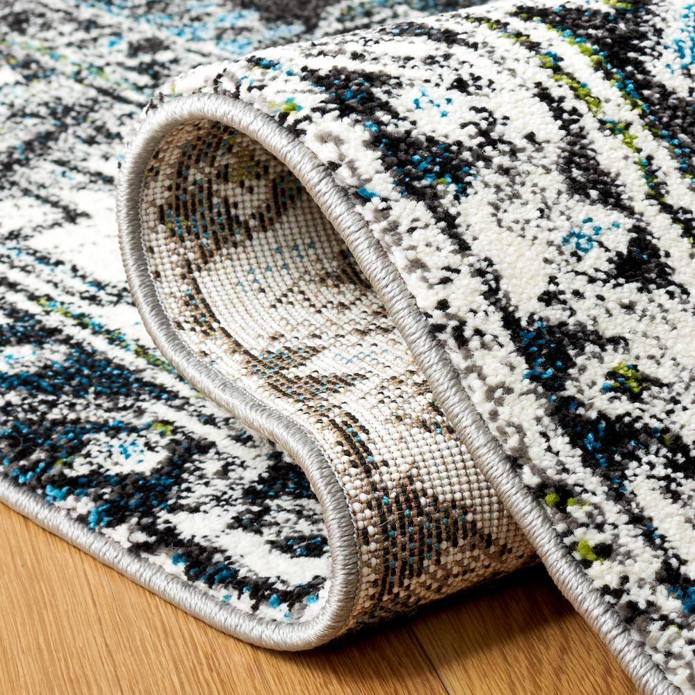 Vintage Hamadan VTH211 Power Loomed Indoor Area Rug - Dark Grey/Ivory - 4'x6' - Safavieh