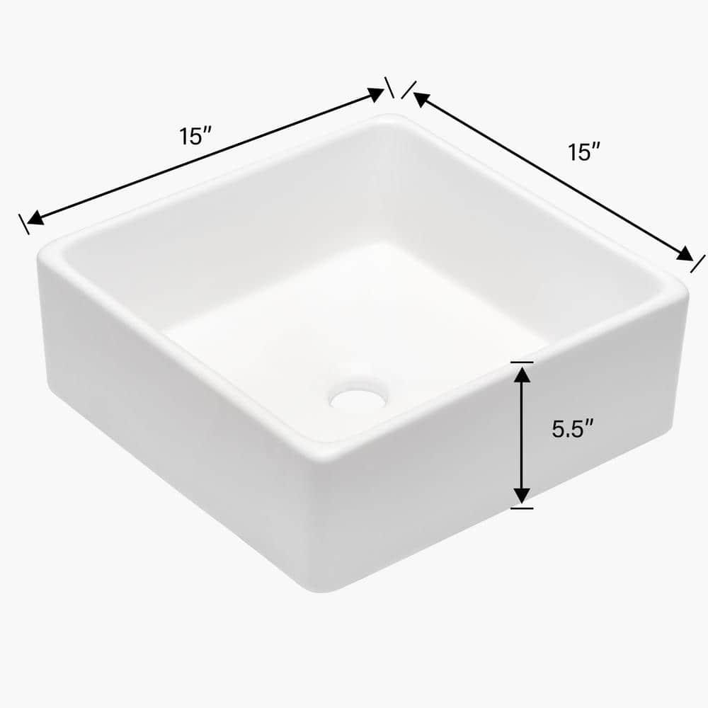 Hewei Hewei 15'' White Ceramic Square Vessel Bathroom Sink YXY829-W1243124768