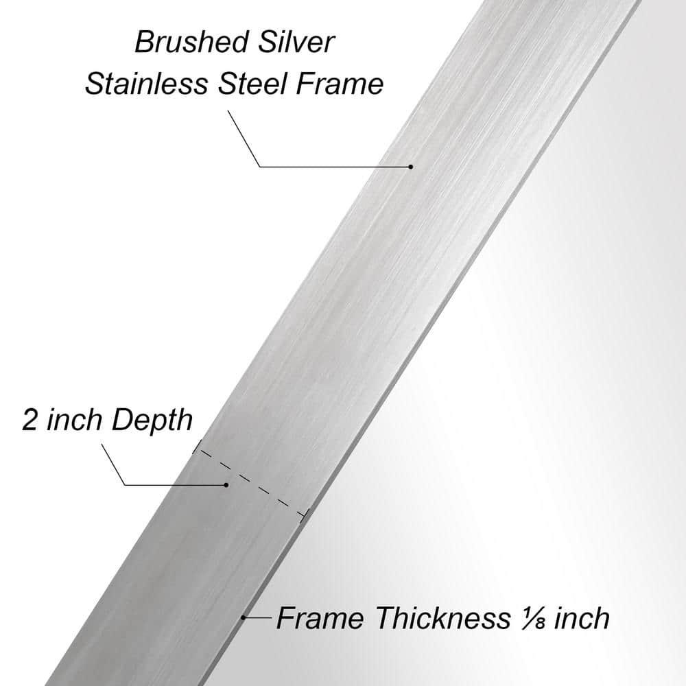 Empire Art Direct Ultra Brushed Silver Stainless Steel Frame Rectangle Wall Mirror, 22" x 30" x 2", Ready to Hang