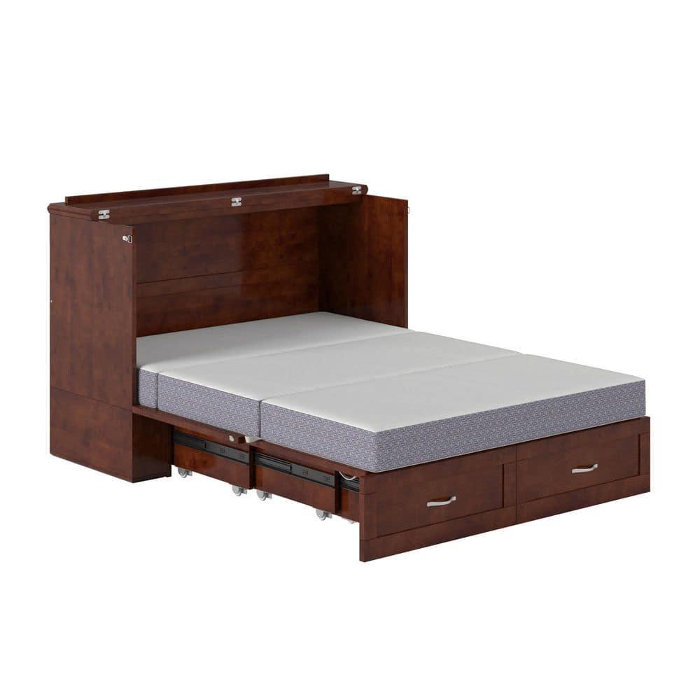 AFI Hamilton Full Solid Wood Murphy Bed Chest with Built-In Charger in Walnut