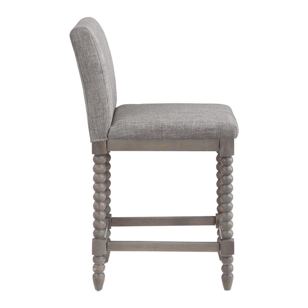 Abbott 26" Spindle Counter Stool with Brushed Gray Frame and Dove Gray Fabric